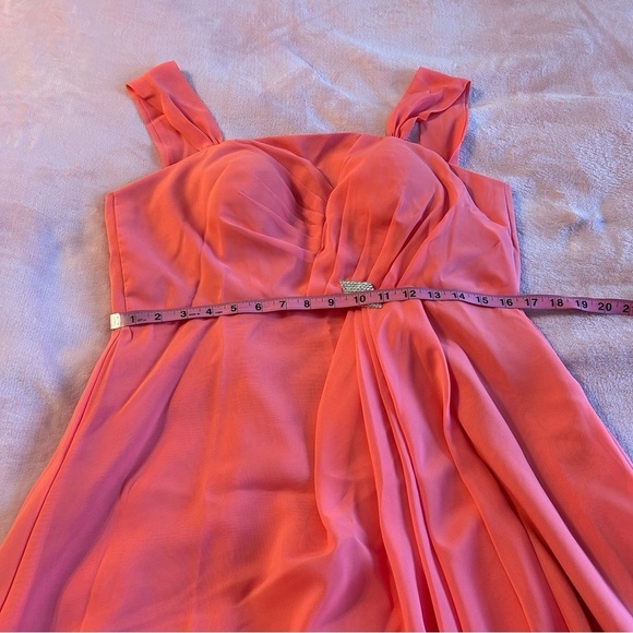 NWOT coral sleeveless formal dress with sheer jacket rhinestone brooch size 10 - Picture 9 of 11